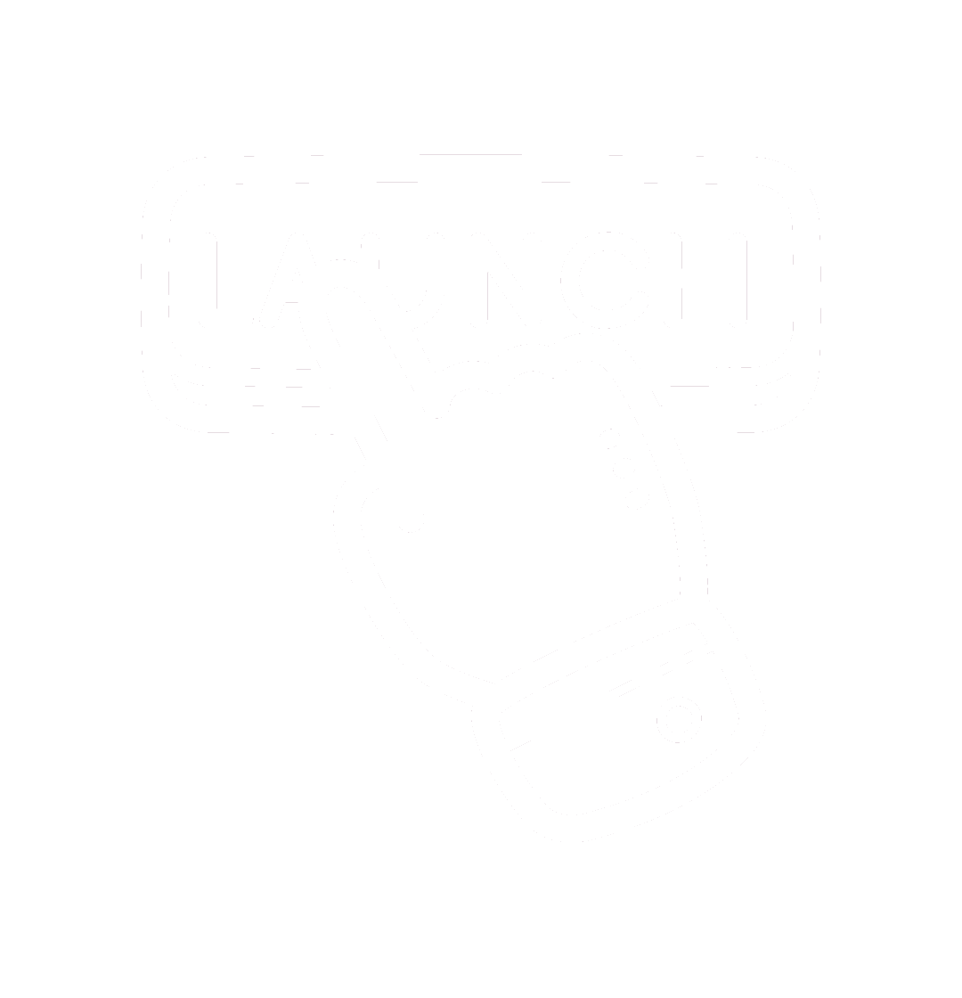 Clipart einer Hand, deren Zeigefinger auf einen 'Launch'-Button drückt